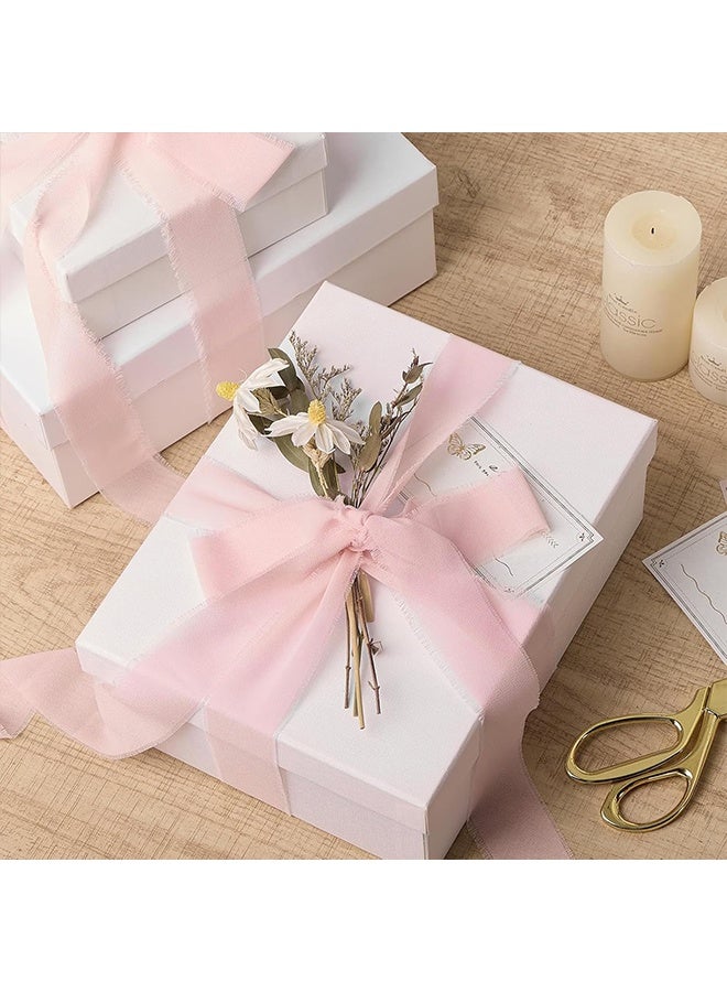 RESONIX 3 Rolls Handmade Chiffon Silk Ribbon Set – 1.5 Inch x 21 Yards Frayed Edge Ribbon (Pink & Cream) for Wedding Invitations, Bridal Bouquets, Gift Wrapping & DIY Crafts - Image 4