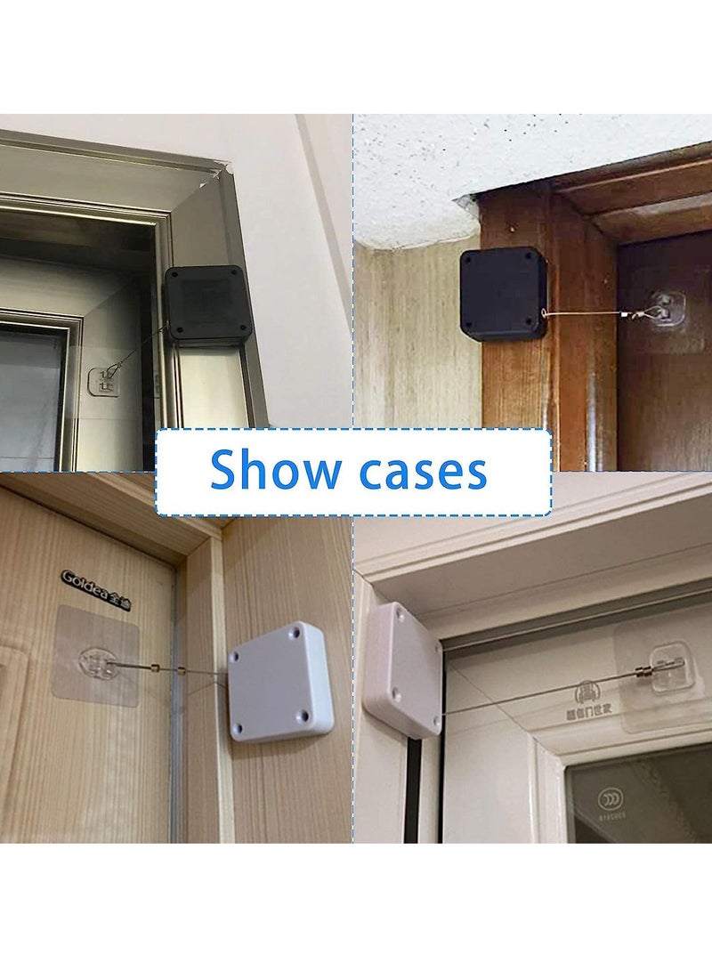 JOGAMS Punch Free Automatic Sensor Door Closer Residential Commercial Auto Door Closer with Steel Drawstring for Bedroom Storm Home Black - Image 3