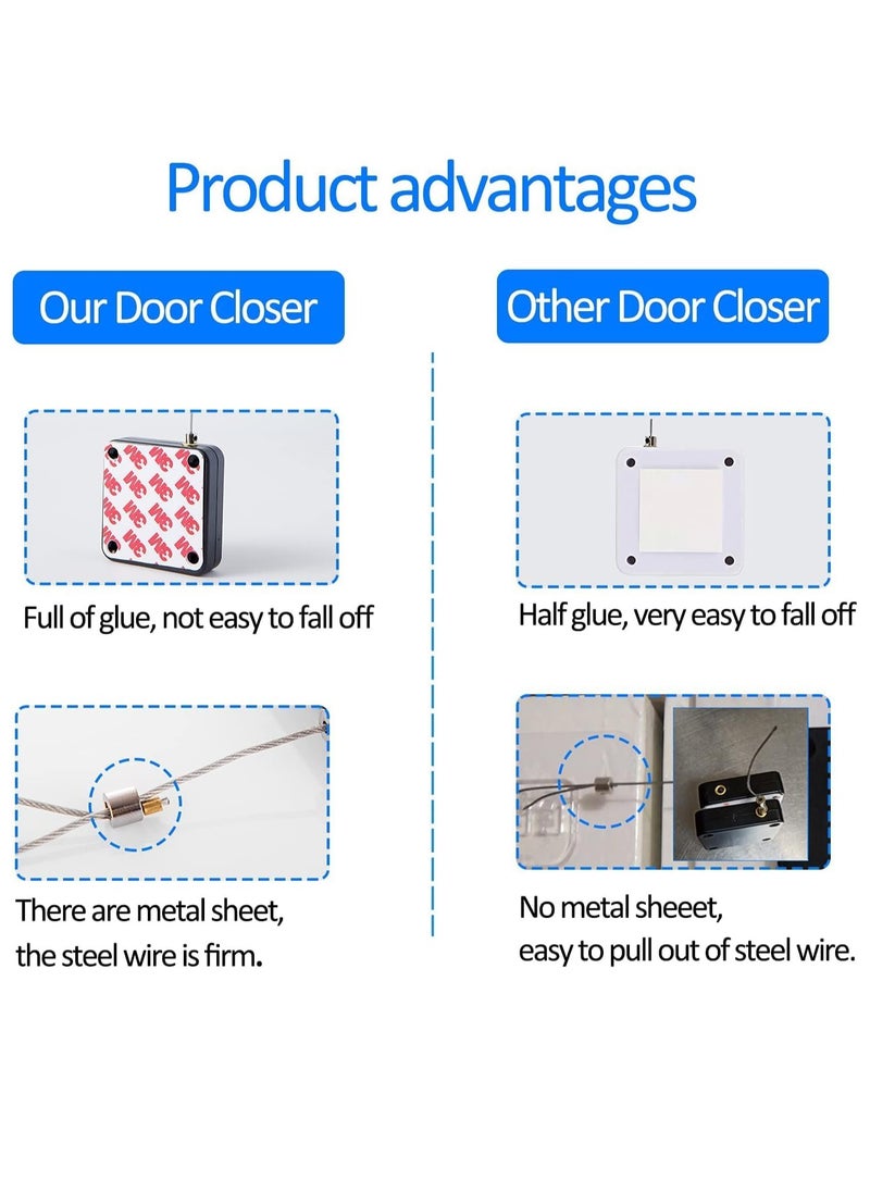 Punch Free Automatic Sensor Door Closer Residential Commercial Auto Door Closer with Steel Drawstring for Bedroom Storm Home Black