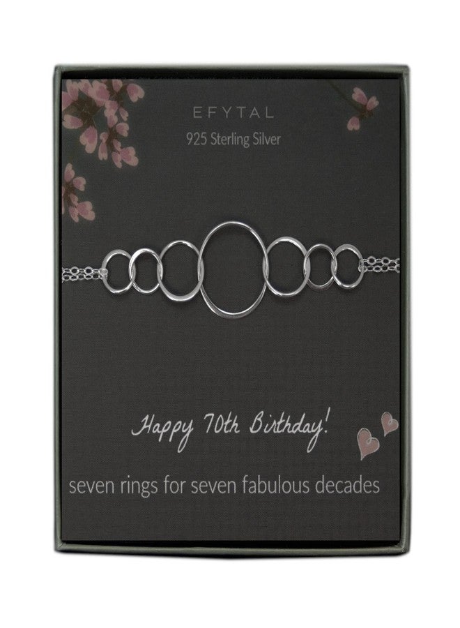EFYTAL 70 Birthday Gifts, 925 Sterling Silver 7 Ring Bracelet for Women, 7 Circles Jewelry, Gifts for 70 Year Old, 70th Birthday Gifts for Grandma - Image 1