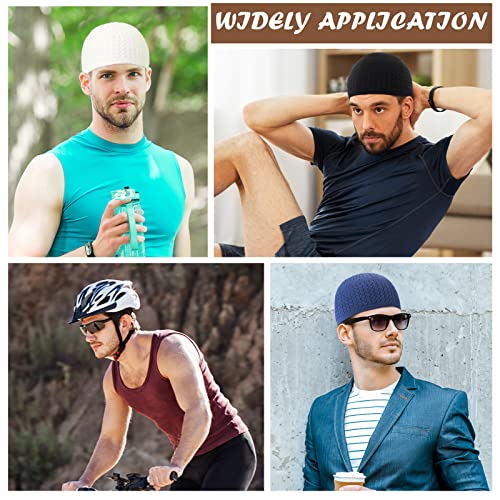 Funtery 9 Pieces Knit Kufi Hats Skull Caps for Men Women Muslim Crochet Beanie(Classic Color) - Image 5