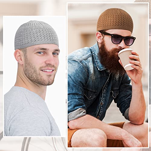 Funtery 9 Pieces Knit Kufi Hats Skull Caps for Men Women Muslim Crochet Beanie(Classic Color) - Image 3