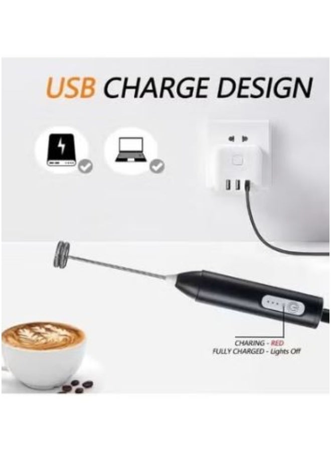 مضرب نسكافيه، الة صنع رغوة الجبن الكهربائية المحمولة باليد لاعادة الشحن بمنفذ USB مع خفاقة من الستانلس ستيل، الة خفق الكابتشينو والشوكولاتة الساخنة والميلك شيك و  لخفق البيض- 012-ميني - Image 4