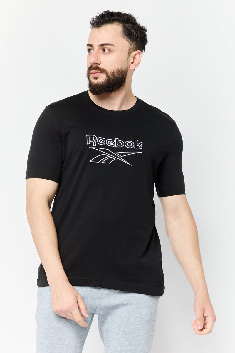 Reebok تي شيرت رياضي للرجال بأكمام قصيرة، خارجي، أسود - Image 1