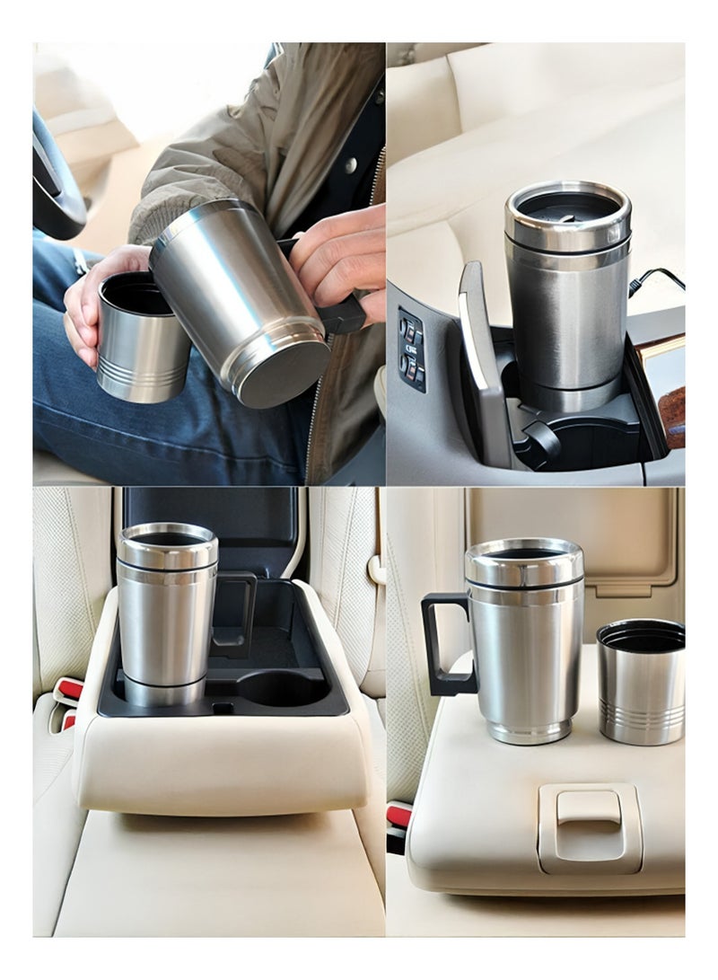 Stainless Steel Car Heating Mug – 24V Electric Travel Mug with Handle, 300ml Capacity, Keeps Drinks Warm - Image 5