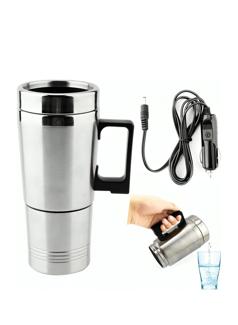 Stainless Steel Car Heating Mug – 24V Electric Travel Mug with Handle, 300ml Capacity, Keeps Drinks Warm - Image 1