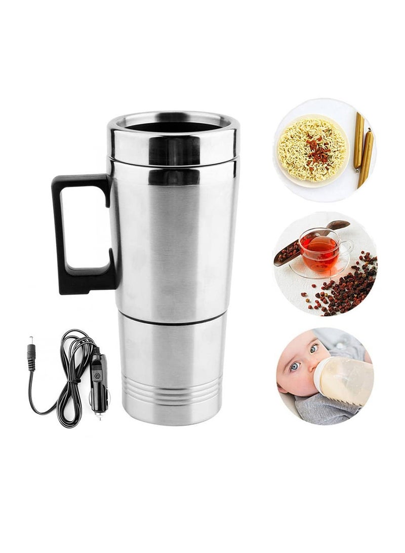 Stainless Steel Car Heating Mug – 24V Electric Travel Mug with Handle, 300ml Capacity, Keeps Drinks Warm - Image 2