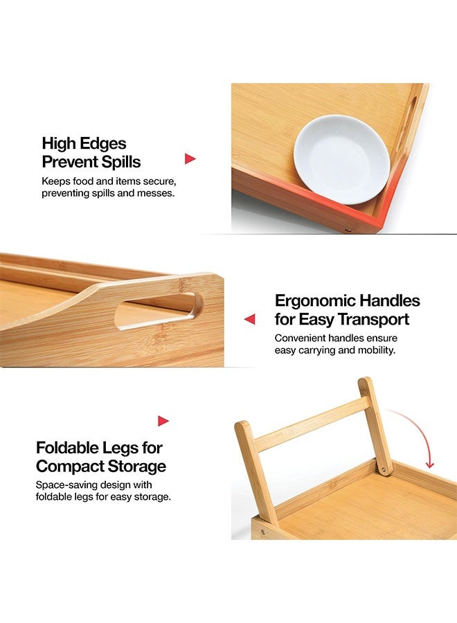 أوشن طاولة علبة مع الساقين القابلة للطي ، علبة خدمة وجبات خفيفة للأغذية ، للسرير ، الأريكة ، الأكل ، العمل ، سهلة التنظيف والصيانة ، سهلة التخزين ، بناء قوي - Image 4