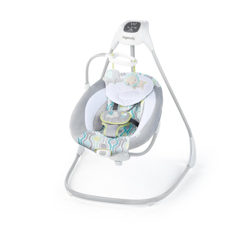Ingenuity SimpleComfort Lightweight Compact 6Speed MultiDirection Baby Swing Vibrations Nature Sounds 09 Months 620 lbs Everston