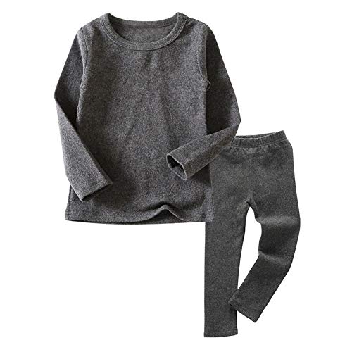 JWWN Little Boys Girls Long Johns Thermal Underwear Set 2PC Crewneck Tops and Bottom Kids Pajamas Warm Jammies,(Gray,6T) - Image 1