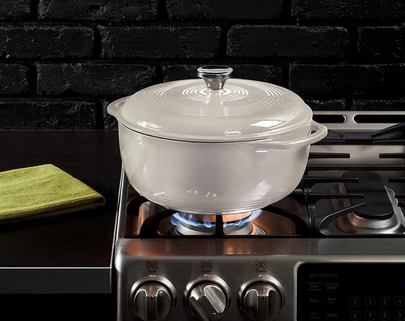 Lodge 3 Quart Enameled Cast Iron Dutch Oven with Lid â€“ Dual Handles â€“ Oven Safe up to 500Â° F or on Stovetop - Use to Marinate, Cook, Bake, Refrigerate and Serve â€“ Oyster White - Image 5