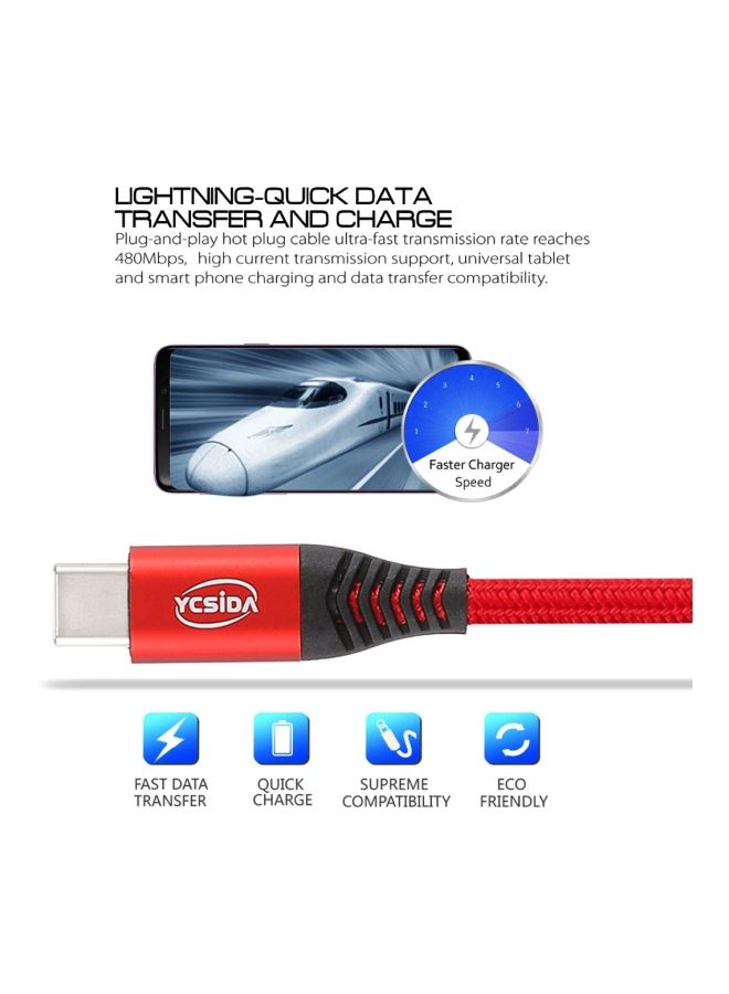 NIBEMINENT Type-C Data Sync Charging Cable 1.8meter Red  - Image 5