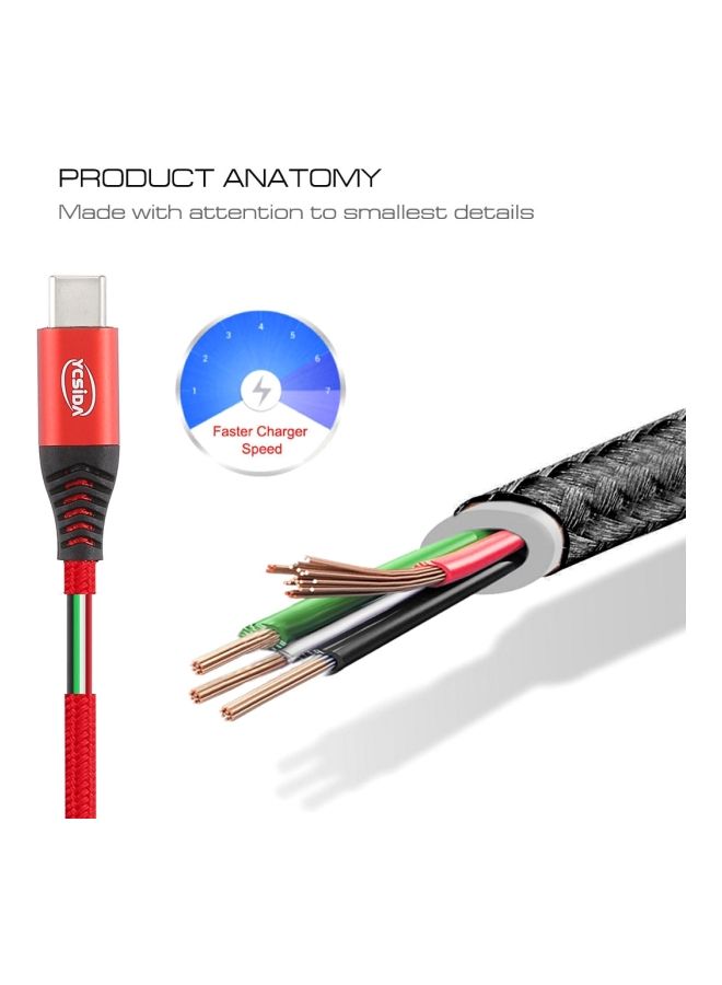 NIBEMINENT Type-C Data Sync Charging Cable 1.8meter Red  - Image 3