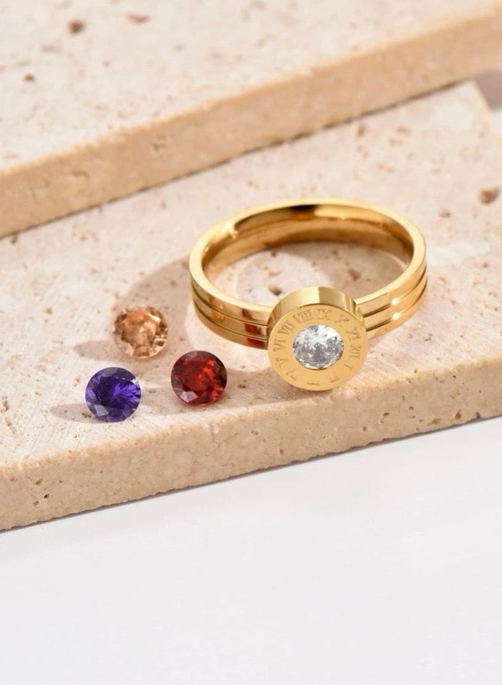 Jewelry 4You Stylish Gold Plated Stainless Steel Cubic Zirconia Ring For Women With 3Pcs Zirconia For Replacement Size 8 - Image 3