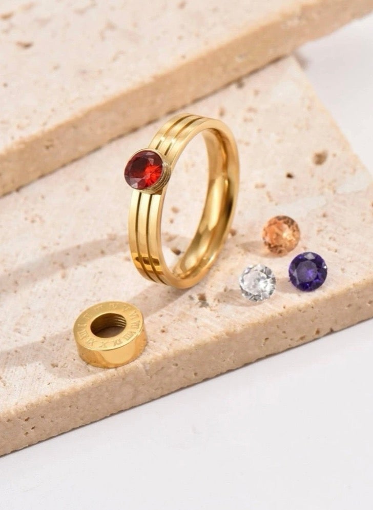 Jewelry 4You Stylish Gold Plated Stainless Steel Cubic Zirconia Ring For Women With 3Pcs Zirconia For Replacement Size 8 - Image 4