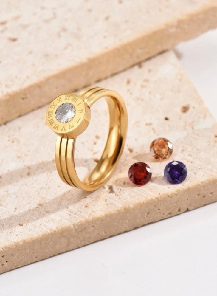 Jewelry 4You Stylish Gold Plated Stainless Steel Cubic Zirconia Ring For Women With 3Pcs Zirconia For Replacement Size 8 - Image 2