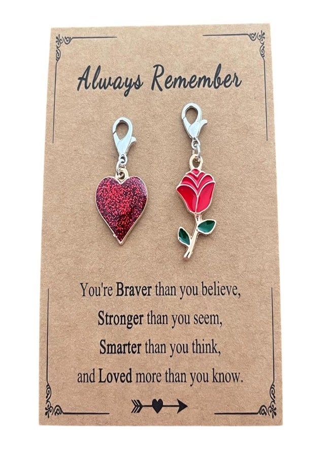 AMOBESTER Rose Clip on Charms Red Heart Clasps for Bridesmaid Wedding Jewelry for Necklace Bracelets - Image 1