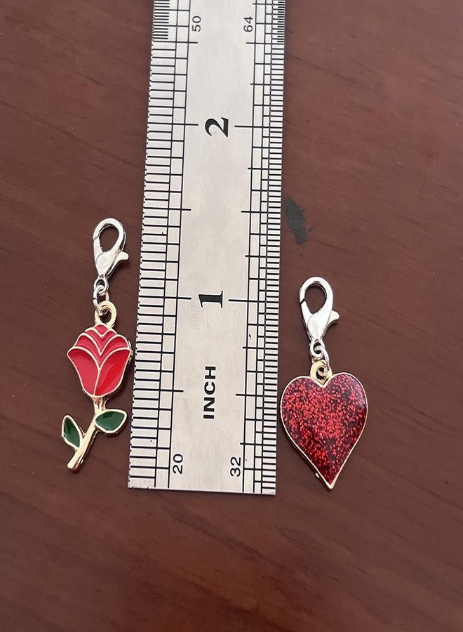 AMOBESTER Rose Clip on Charms Red Heart Clasps for Bridesmaid Wedding Jewelry for Necklace Bracelets - Image 2