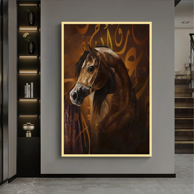 ماركتنا لوحة قماشية بتصميم حصان مع برواز مجوف مقاس (40×60) قطعة واحدة - Image 2