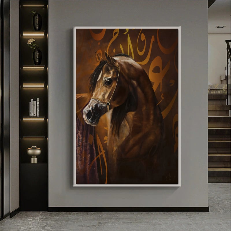 ماركتنا لوحة قماشية بتصميم حصان مع برواز مجوف مقاس (40×60) قطعة واحدة - Image 3