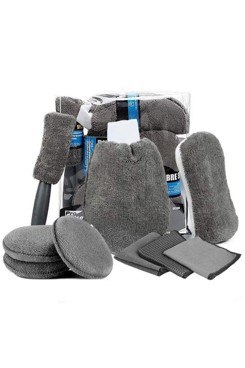 9 Pcs Car Care Car Cleaning Kit with Soft Microfiber Cloth Towels,Wash Mitt Sponge, Automotive Detail Brushes - Image 1