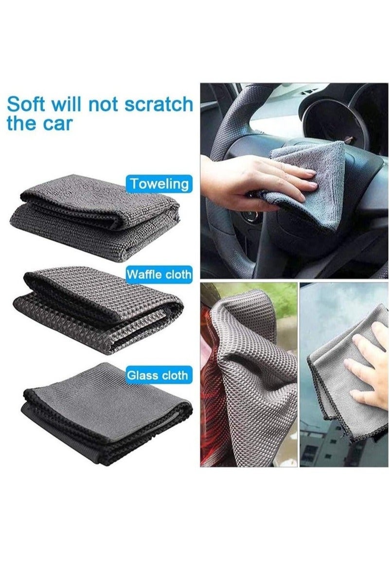 9 Pcs Car Care Car Cleaning Kit with Soft Microfiber Cloth Towels,Wash Mitt Sponge, Automotive Detail Brushes - Image 4