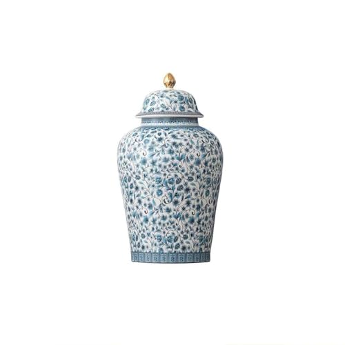NS Online Blue Flowers Urn Adult Ashes - 11.6 inches 200 lb Ceramics Decorative Memorial Large Urn, Capacity 200 Cubic inches Funeral Keepsake Big urn for/Humans/Female/Pet - Image 1