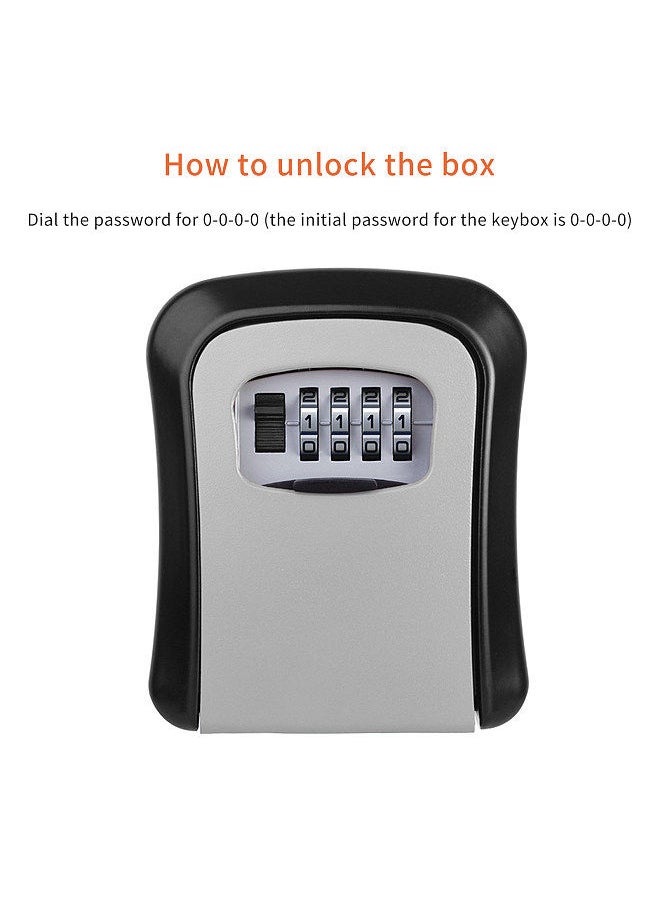 Generic - Key Storage Lock Box Wall Mount Aluminum Alloy 4-Digit Combination Waterproof Lockbox Key Safe Box Portable Storage for House Key ID Card U Disk - Image 1