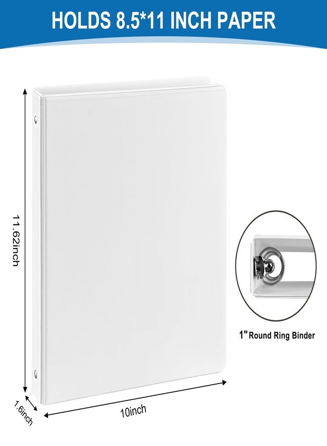 SUQJOY Durable 1 inch 3-Ring Binder, 1" Round Ring Binders with 2 Inside Pockets, Basic 1 in Binders, PVC- Free, Clear View Cover 1-inch-Binder Holds 8.5'' x 11''Paper for Office/School/Home（12 Pack, White - Image 2