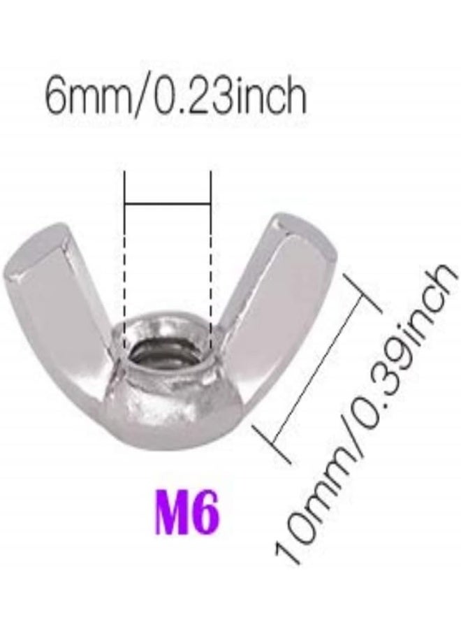 Royal Apex 10Pcs Metric Wing Nut Thread 304 Stainless Steel Serrated Butterfly Hand Twist Tighten Hardware Nuts For Nails Screws And Fastener M6 - Image 2