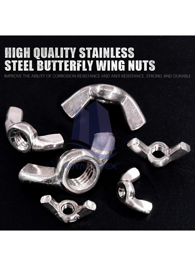 Royal Apex 10Pcs Metric Wing Nut Thread 304 Stainless Steel Serrated Butterfly Hand Twist Tighten Hardware Nuts For Nails Screws And Fastener M6 - Image 4