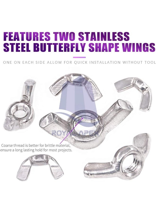 Royal Apex 10Pcs Metric Wing Nut Thread 304 Stainless Steel Serrated Butterfly Hand Twist Tighten Hardware Nuts For Nails Screws And Fastener M6 - Image 5
