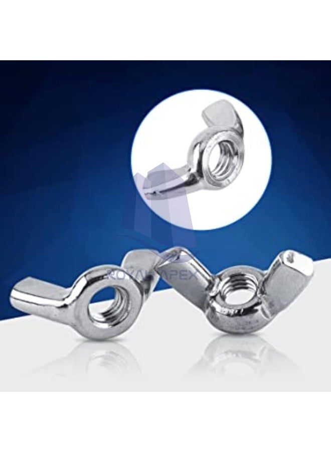 Royal Apex 10Pcs Metric Wing Nut Thread 304 Stainless Steel Serrated Butterfly Hand Twist Tighten Hardware Nuts For Nails Screws And Fastener M6 - Image 3