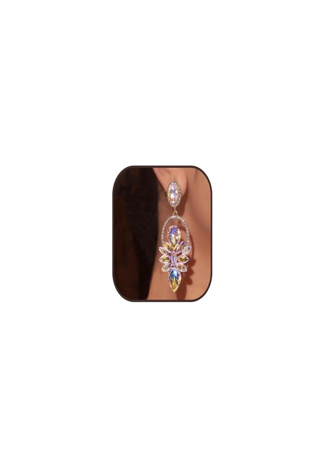 Frodete Pink Rhinestone Wedding Earrings for Women Prom Earrings Formal Wedding Guest Dress Jewelry for Women Party Prom Dress Accessories 2026 - Image 1