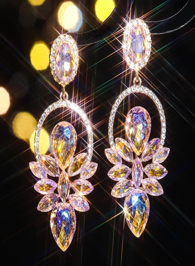 Frodete Pink Rhinestone Wedding Earrings for Women Prom Earrings Formal Wedding Guest Dress Jewelry for Women Party Prom Dress Accessories 2026 - Image 3
