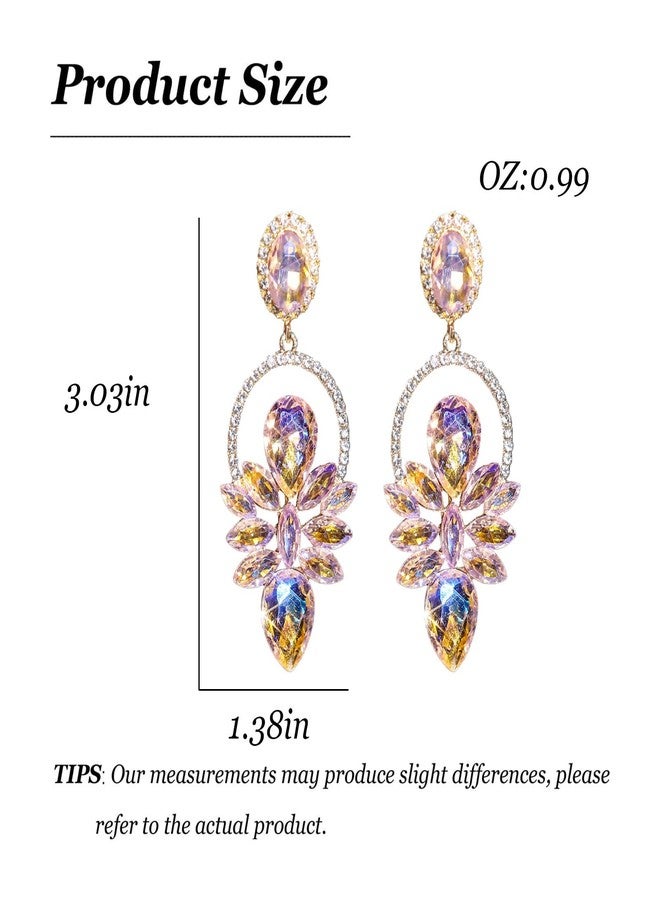 Frodete Pink Rhinestone Wedding Earrings for Women Prom Earrings Formal Wedding Guest Dress Jewelry for Women Party Prom Dress Accessories 2026 - Image 5