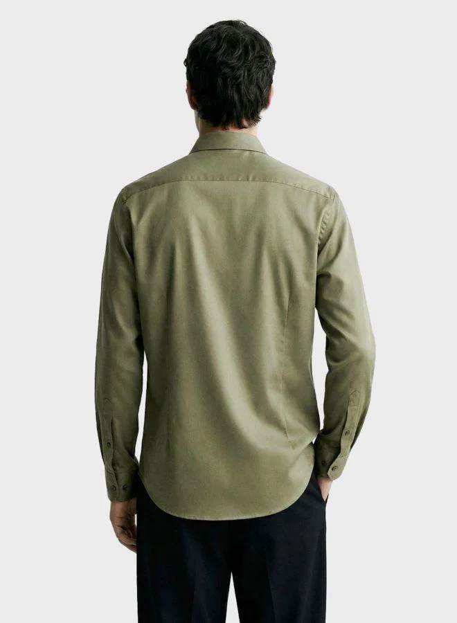 The Indian Garage Co Men Slim Fit Solid Round Neck Full Sleeves Shirt
