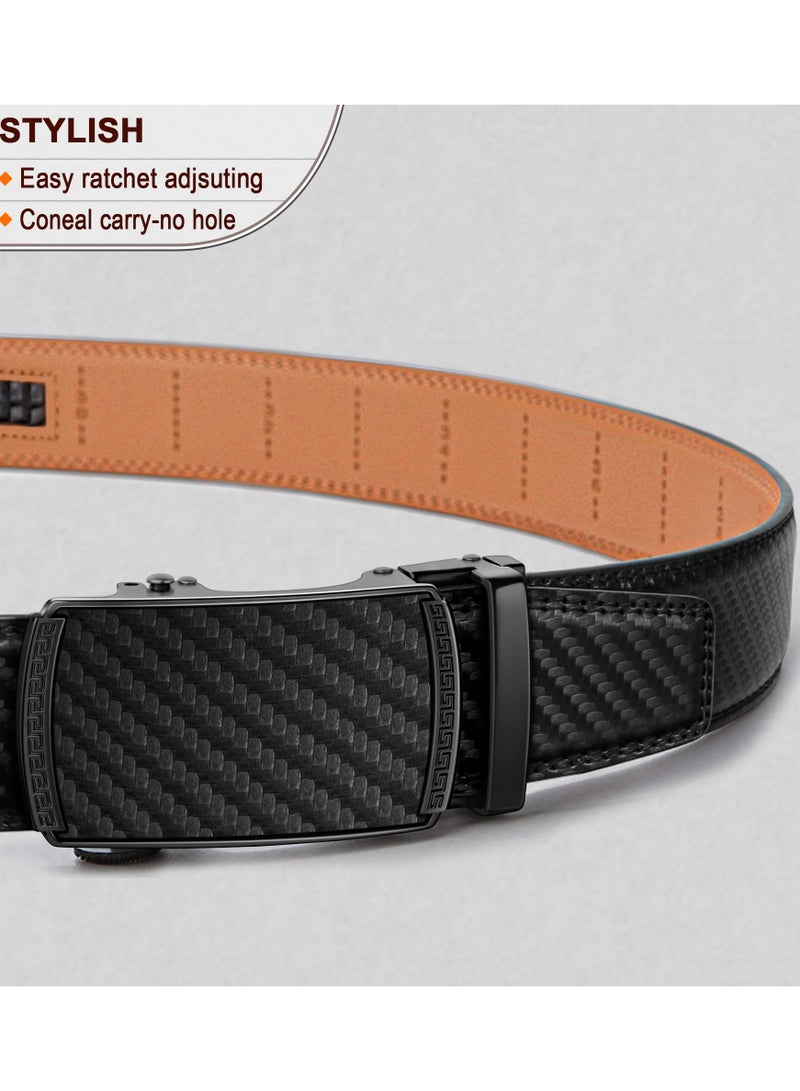 SOLARAE Men Belts, Ratchet Sliding Belt Adjustable For Mens Dress Casual Pant Oxfords, Cut for Fit(Set of 2,length:50 in) - Image 2