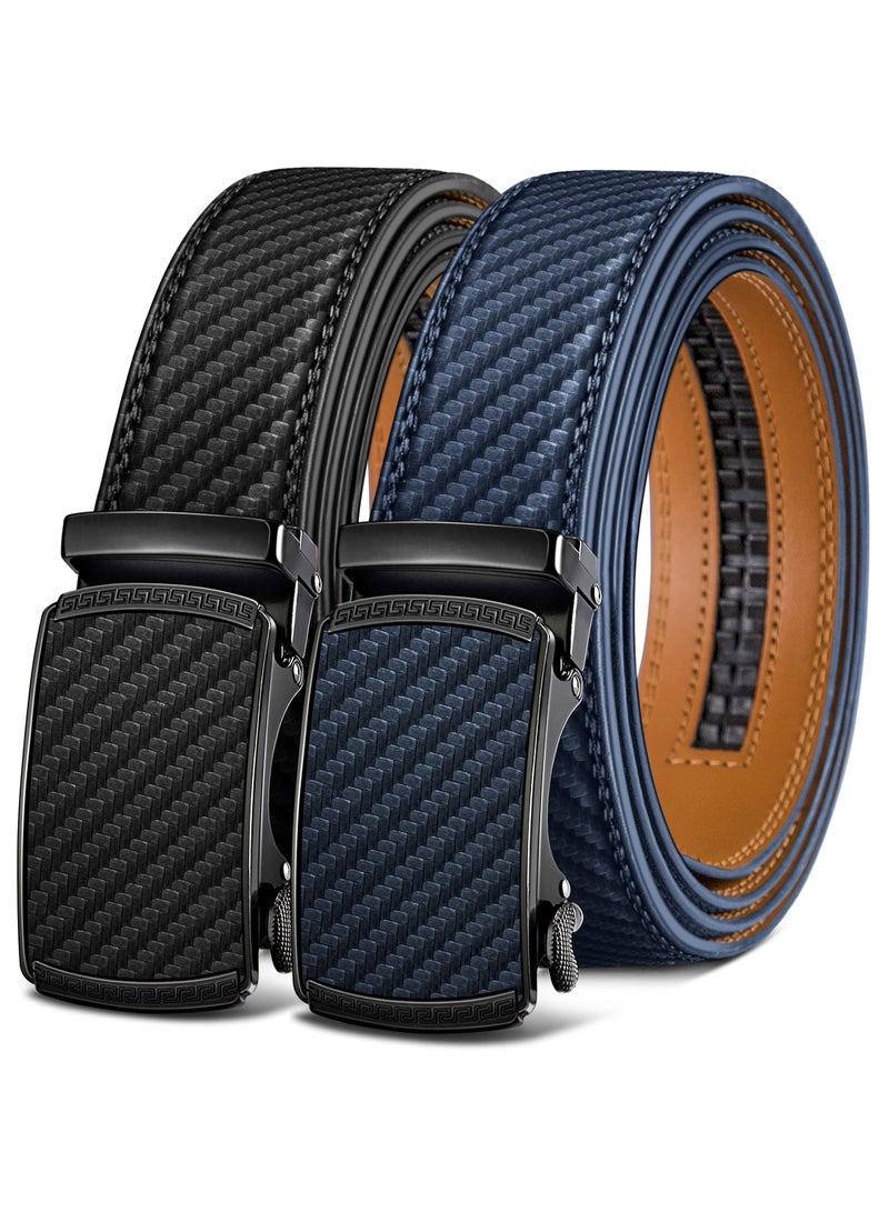SOLARAE Men Belts, Ratchet Sliding Belt Adjustable For Mens Dress Casual Pant Oxfords, Cut for Fit(Set of 2,length:50 in) - Image 1