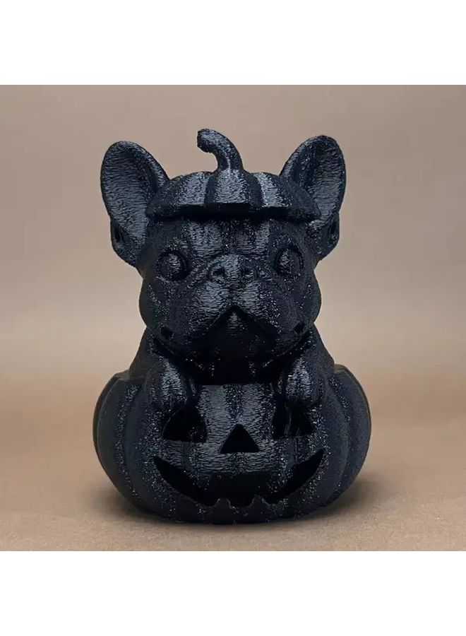 Black 3D Printed Pug Pumpkin Statue PLA Indoor Outdoor Halloween Decor Gift - Image 1
