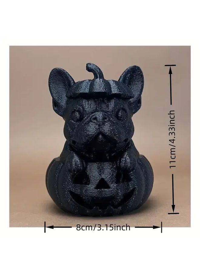 Black 3D Printed Pug Pumpkin Statue PLA Indoor Outdoor Halloween Decor Gift - Image 3