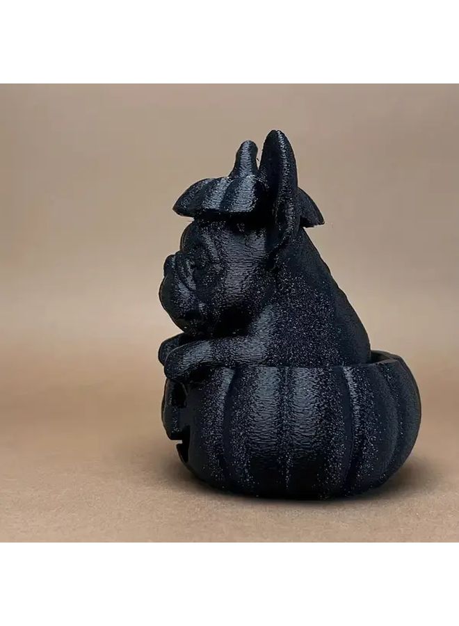 Black 3D Printed Pug Pumpkin Statue PLA Indoor Outdoor Halloween Decor Gift - Image 5