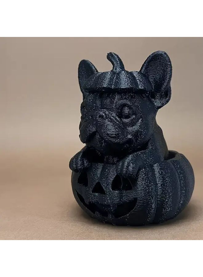 Black 3D Printed Pug Pumpkin Statue PLA Indoor Outdoor Halloween Decor Gift - Image 2