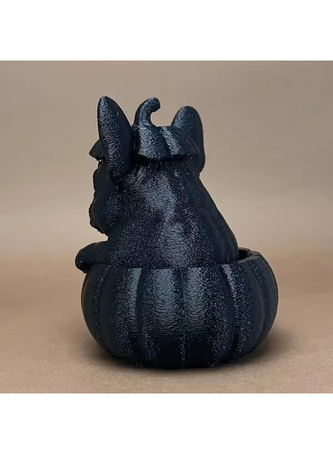 Black 3D Printed Pug Pumpkin Statue PLA Indoor Outdoor Halloween Decor Gift - Image 4