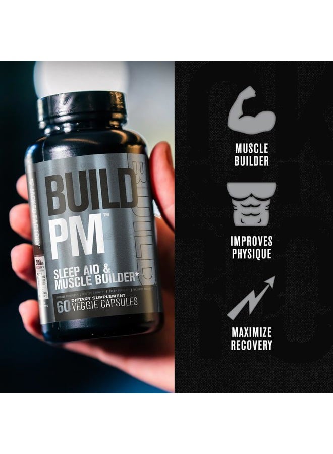 Jacked Factory Build PM Night Time Muscle Builder & Sleep Aid - Post Workout Recovery & Sleep Support Supplement w/VitaCherry Tart Cherry, Ashwagandha, & Melatonin - 60 Natural Veggie Pills - Image 2