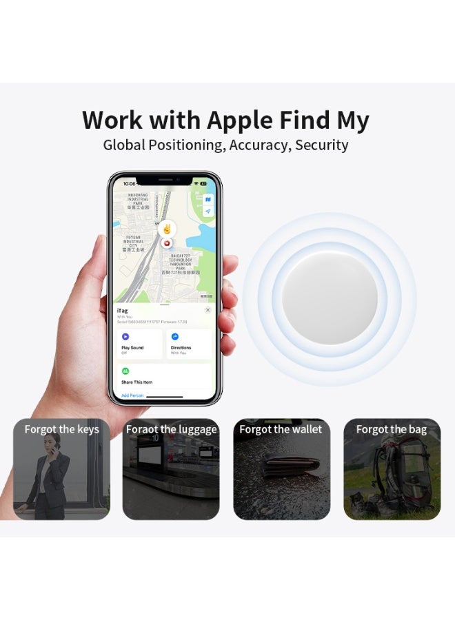 SIGood Smart GPS Tracker with Silicone Case for Pets, Vehicles, Keys & Luggage - Compatible with Apple Find My App (iOS Only), Real-Time Global Location Tracking, Long Battery Life, Geo-Fencing, 2 Pack-White - Image 3