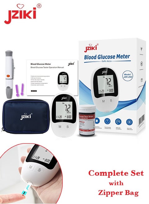 Fully Automatic Portable Blood Glucose Meter, Accurate and Easy to Use Diabetes Testing Device with 50 Test Strips, Lancet Pen and 50 Lancets, Fast Results, Memory Storage and Code Free Operation