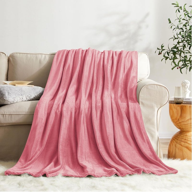 KMUSET Fleece Blanket Twin Size Salmon Pink Lightweight Super Soft Cozy Fuzzy Bed Blankets Microfiber Factory Shop - Image 2