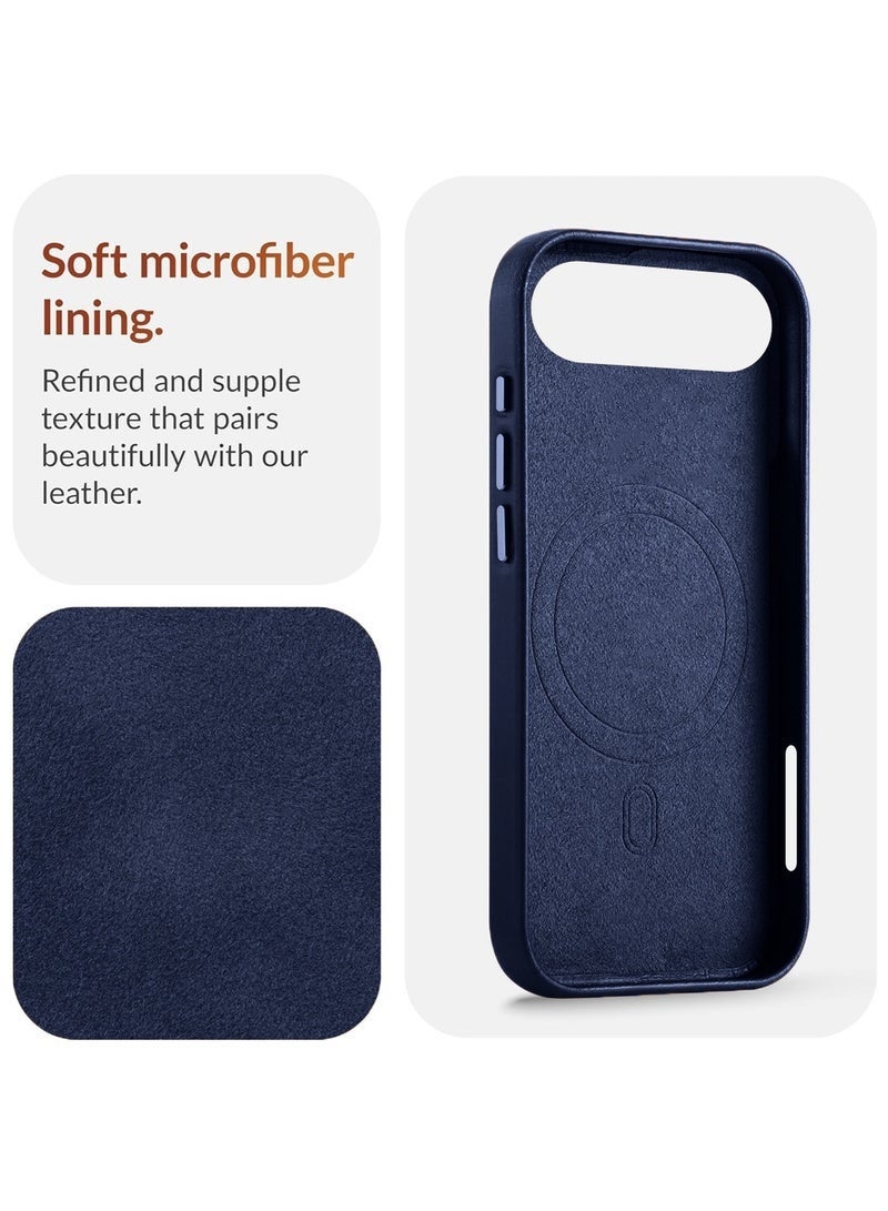 ELTRAZONE iPhone Air 5G 2025 Luxury Leather Magnetic Wireless Charging Case | Original MagSafe Compatible Shockproof Slim Cover with Microfiber Lining & Drop Protection (MCMPMN) - Storm Blue - Image 2