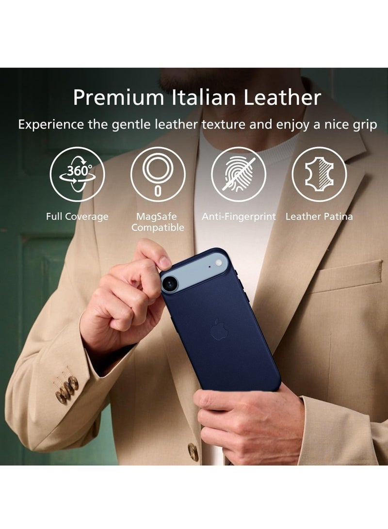 ELTRAZONE iPhone Air 5G 2025 Luxury Leather Magnetic Wireless Charging Case | Original MagSafe Compatible Shockproof Slim Cover with Microfiber Lining & Drop Protection (MCMPMN) - Storm Blue - Image 4